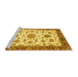 Sideview of Machine Washable Oriental Yellow Traditional Rug, wshabs3105yw