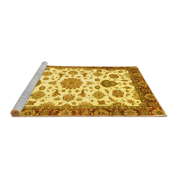 Sideview of Machine Washable Oriental Yellow Traditional Rug, wshabs3105yw
