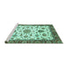 Sideview of Machine Washable Oriental Turquoise Traditional Area Rugs, wshabs3105turq