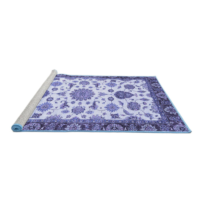 Sideview of Machine Washable Oriental Blue Traditional Rug, wshabs3105blu