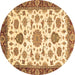 Round Oriental Brown Traditional Rug, abs3105brn