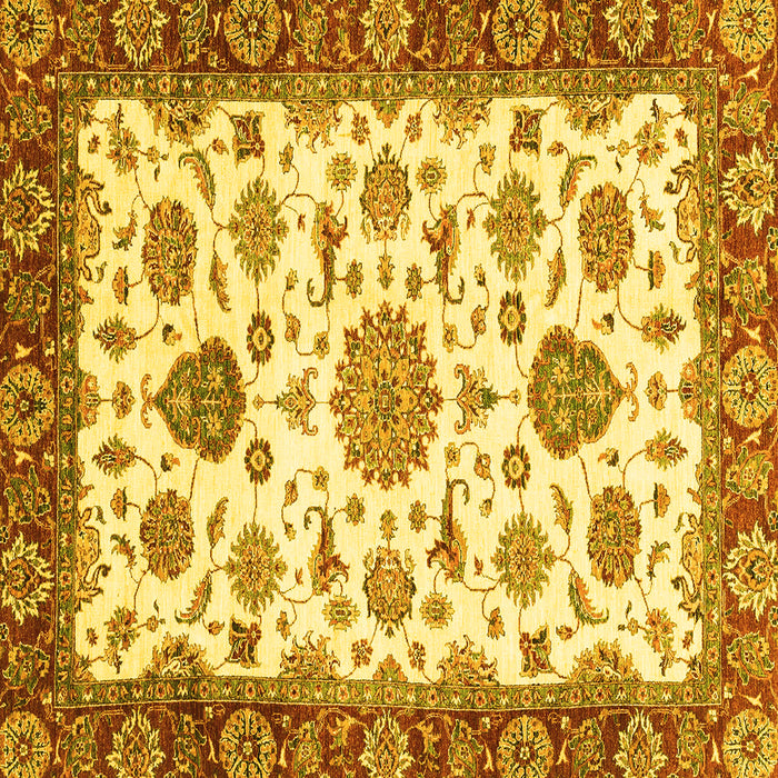 Square Oriental Yellow Traditional Rug, abs3105yw
