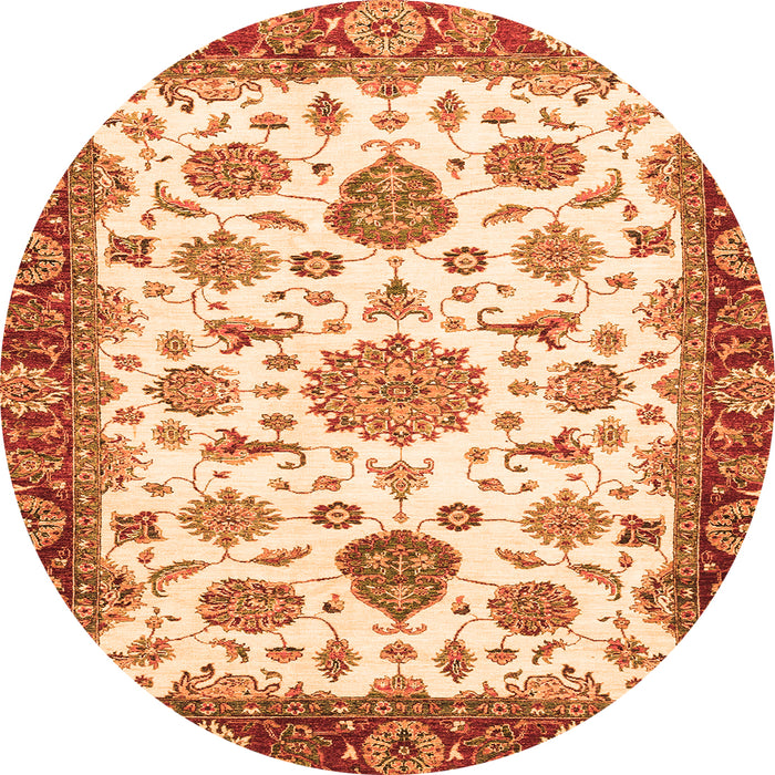 Round Oriental Orange Traditional Rug, abs3105org
