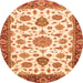 Round Oriental Orange Traditional Rug, abs3105org