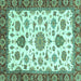 Square Oriental Turquoise Traditional Rug, abs3105turq