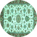 Round Oriental Turquoise Traditional Rug, abs3105turq