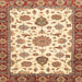 Square Abstract Brown Gold Oriental Rug, abs3105