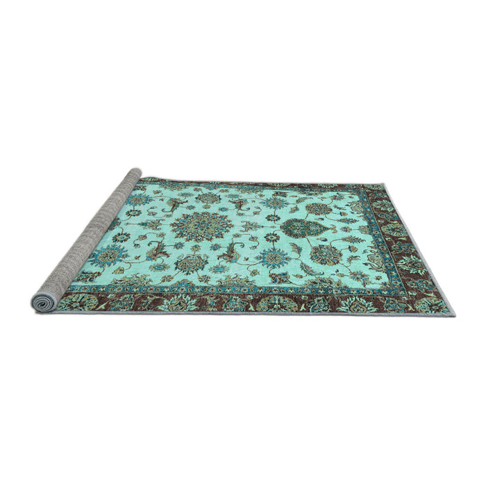 Sideview of Machine Washable Oriental Light Blue Traditional Rug, wshabs3105lblu