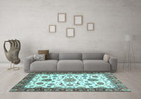 Machine Washable Oriental Light Blue Traditional Rug, wshabs3105lblu