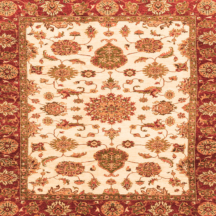 Square Machine Washable Oriental Orange Traditional Area Rugs, wshabs3105org