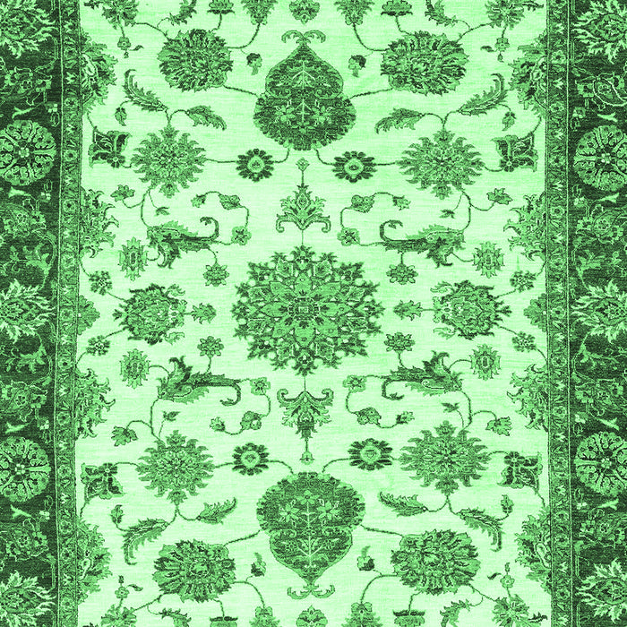 Machine Washable Oriental Emerald Green Traditional Area Rugs, wshabs3105emgrn