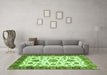 Machine Washable Oriental Green Traditional Area Rugs in a Living Room,, wshabs3105grn