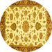 Round Machine Washable Oriental Yellow Traditional Rug, wshabs3105yw