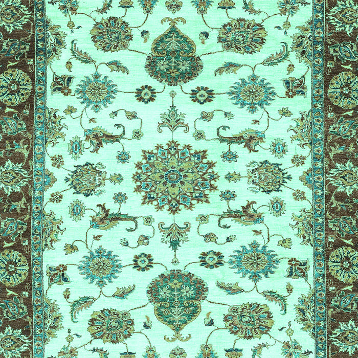 Machine Washable Oriental Turquoise Traditional Area Rugs, wshabs3105turq