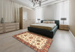Machine Washable Abstract Brown Gold Rug in a Bedroom, wshabs3105