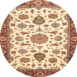 Round Machine Washable Abstract Brown Gold Rug, wshabs3105