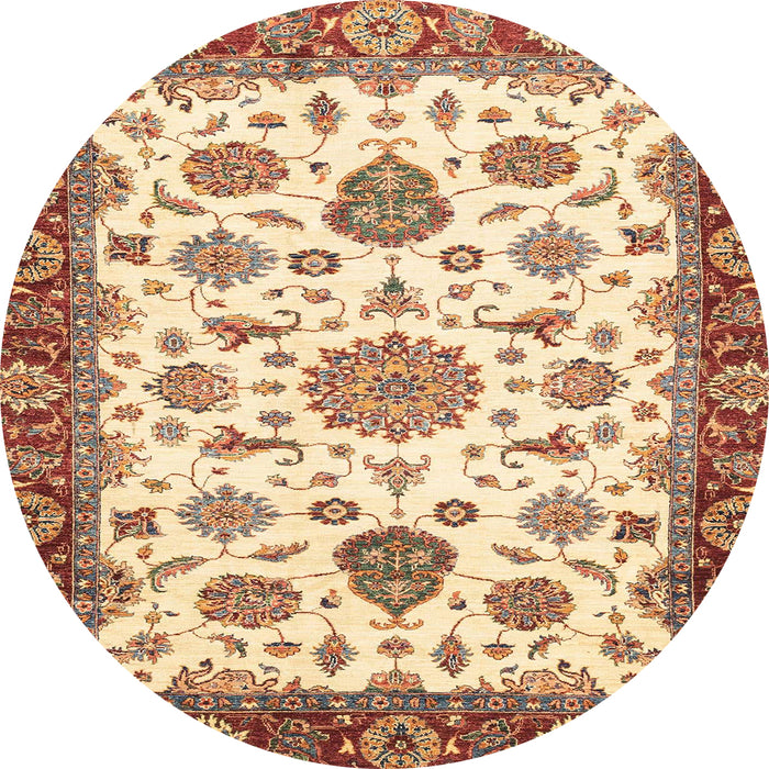Round Machine Washable Abstract Brown Gold Rug, wshabs3105
