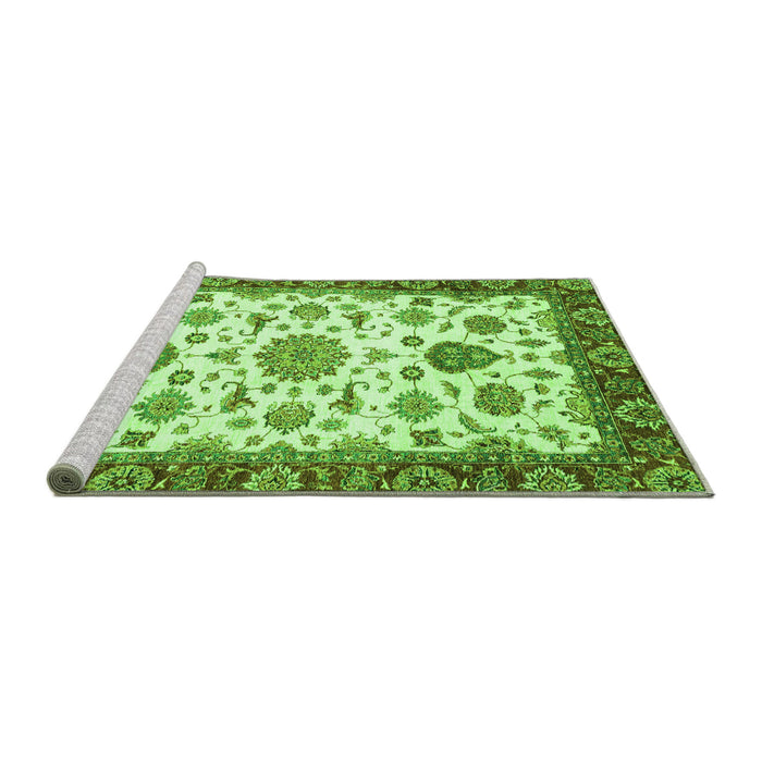 Sideview of Machine Washable Oriental Green Traditional Area Rugs, wshabs3105grn