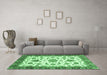 Machine Washable Oriental Emerald Green Traditional Area Rugs in a Living Room,, wshabs3105emgrn