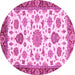 Round Oriental Pink Traditional Rug, abs3105pnk