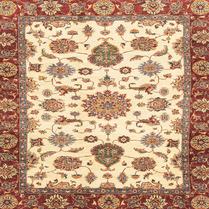 Square Machine Washable Abstract Brown Gold Rug, wshabs3105