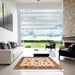 Square Machine Washable Abstract Brown Gold Rug in a Living Room, wshabs3105