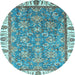 Round Abstract Light Blue Modern Rug, abs3106lblu