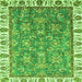 Square Machine Washable Abstract Green Modern Area Rugs, wshabs3106grn