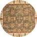 Round Abstract Brown Modern Rug, abs3106brn