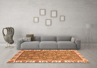 Machine Washable Abstract Orange Modern Rug, wshabs3106org