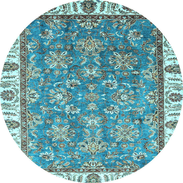 Round Machine Washable Abstract Light Blue Modern Rug, wshabs3106lblu