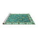 Sideview of Machine Washable Abstract Turquoise Modern Area Rugs, wshabs3106turq