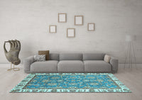 Machine Washable Abstract Light Blue Modern Rug, wshabs3106lblu