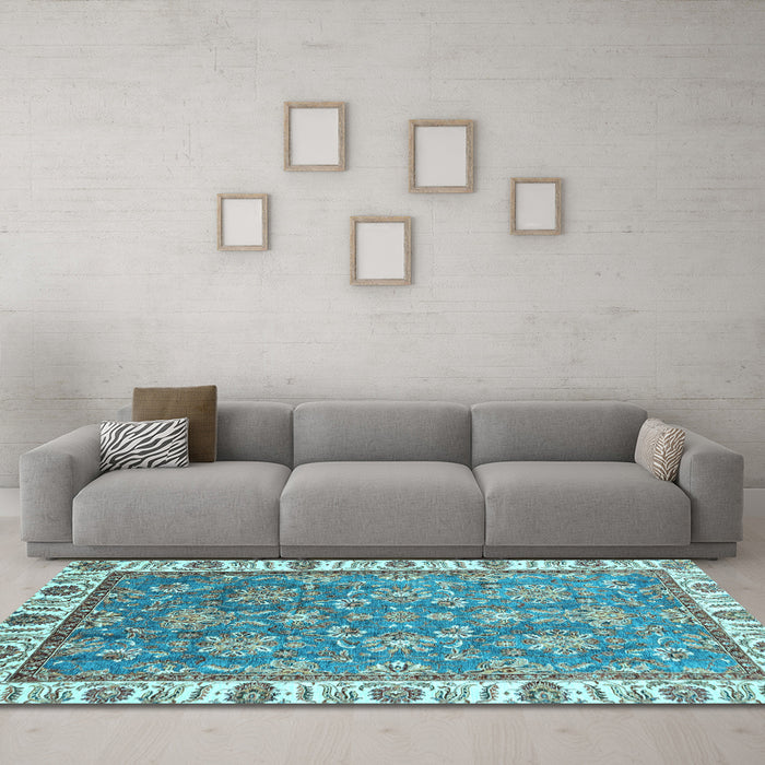 Machine Washable Abstract Light Blue Modern Rug in a Living Room, wshabs3106lblu