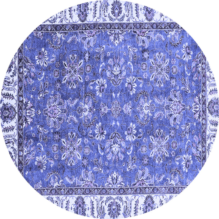 Round Abstract Blue Modern Rug, abs3106blu