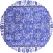 Round Abstract Blue Modern Rug, abs3106blu