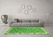 Machine Washable Abstract Green Modern Area Rugs in a Living Room,, wshabs3106grn