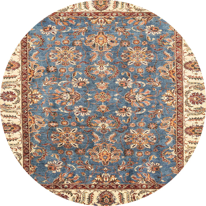 Round Abstract Tan Brown Modern Rug, abs3106