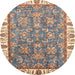 Round Abstract Tan Brown Modern Rug, abs3106