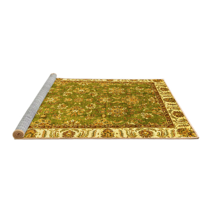 Sideview of Machine Washable Abstract Yellow Modern Rug, wshabs3106yw