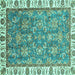 Square Abstract Turquoise Modern Rug, abs3106turq