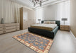 Abstract Tan Brown Modern Rug in a Bedroom, abs3106