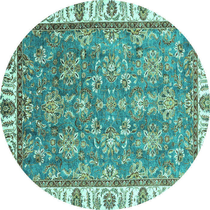 Round Abstract Turquoise Modern Rug, abs3106turq