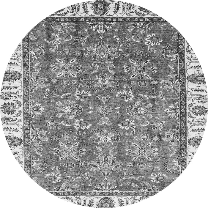Round Machine Washable Abstract Gray Modern Rug, wshabs3106gry