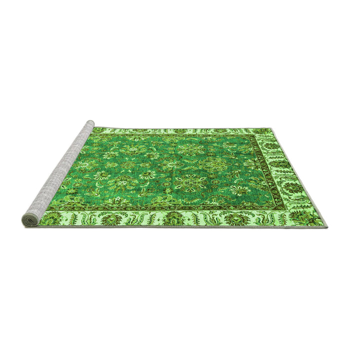 Sideview of Machine Washable Abstract Green Modern Area Rugs, wshabs3106grn