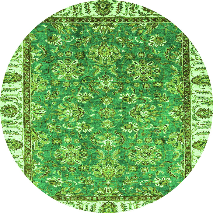 Round Abstract Green Modern Rug, abs3106grn