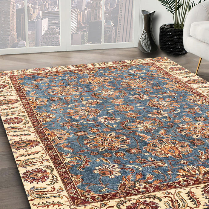 Abstract Tan Brown Modern Rug in Family Room, abs3106