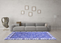 Machine Washable Abstract Blue Modern Rug, wshabs3106blu