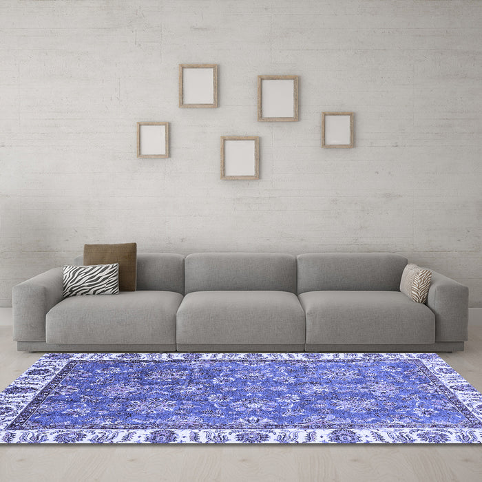 Machine Washable Abstract Blue Modern Rug in a Living Room, wshabs3106blu