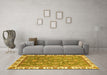 Machine Washable Abstract Yellow Modern Rug in a Living Room, wshabs3106yw